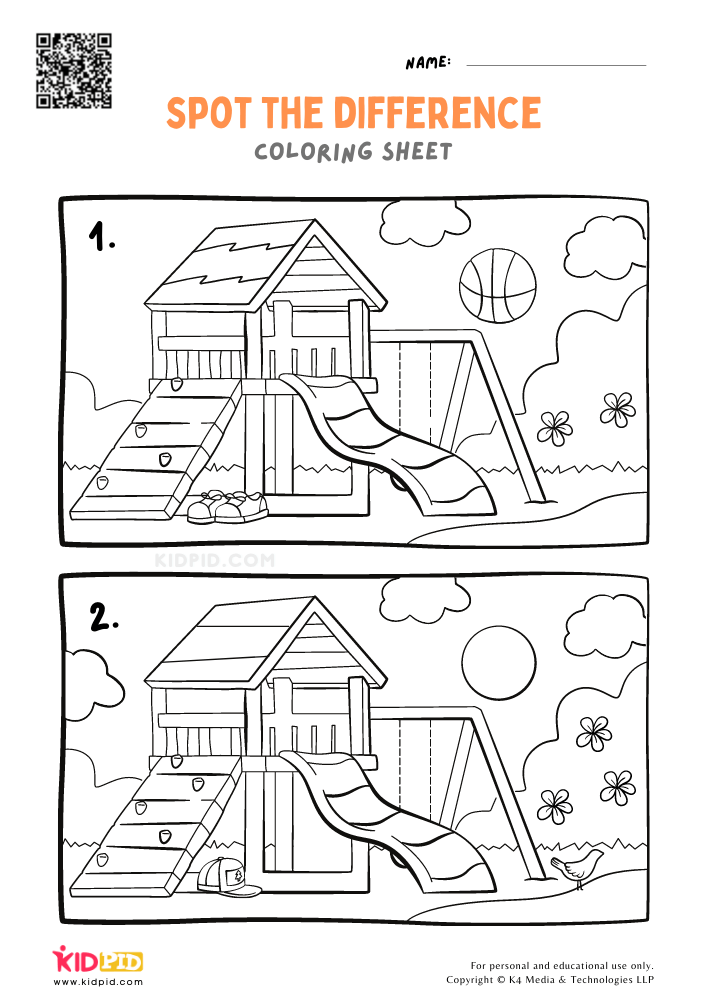 Spot the difference coloring activity worksheets