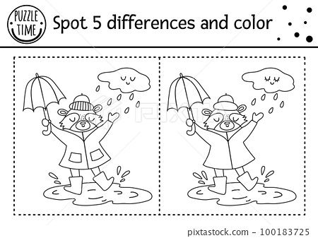 Autumn find differences game for children