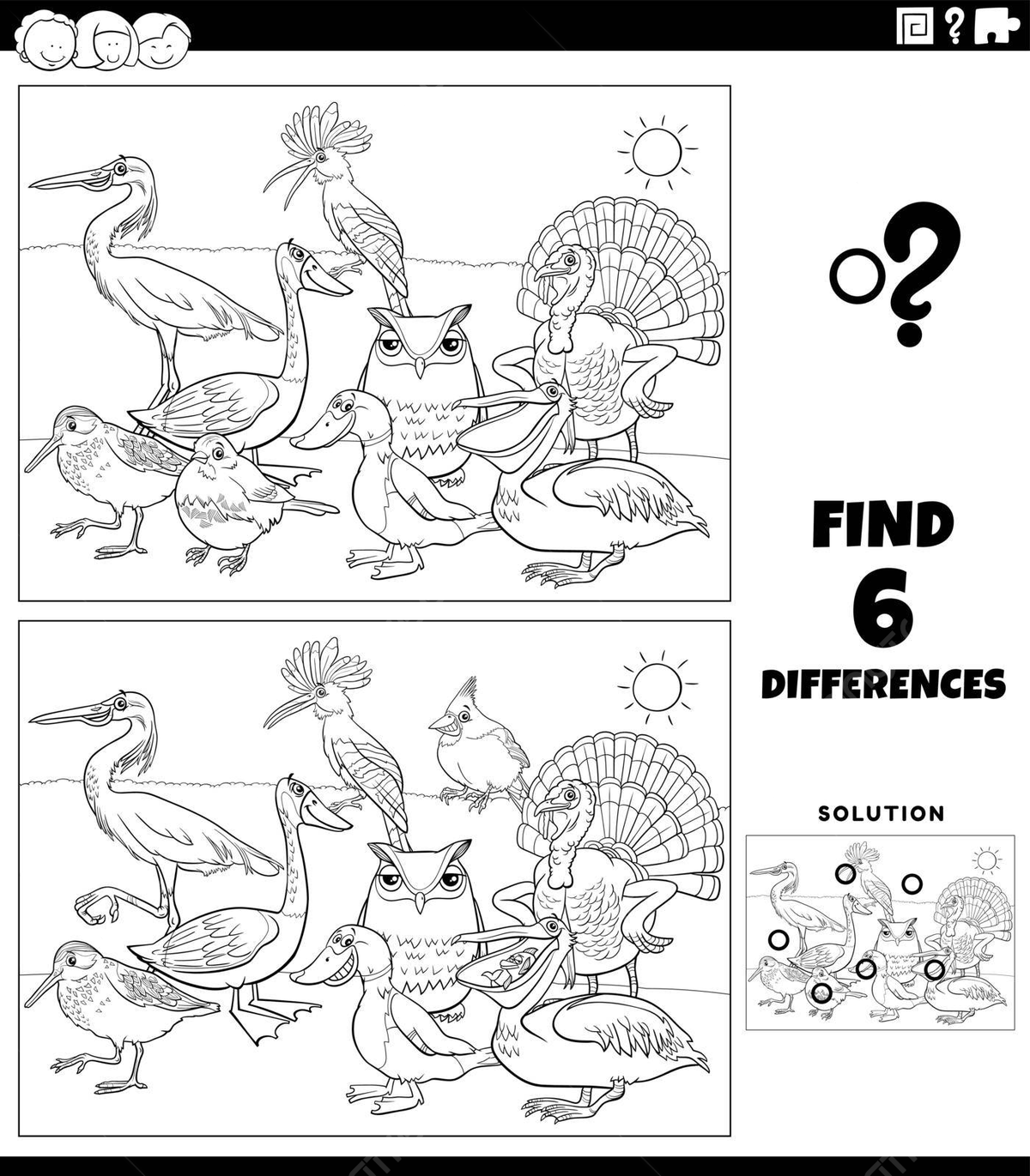 Cartoon bird coloring book page featuring a spot the differences game vector car drawing cartoon drawing book drawing png and vector with transparent background for free download