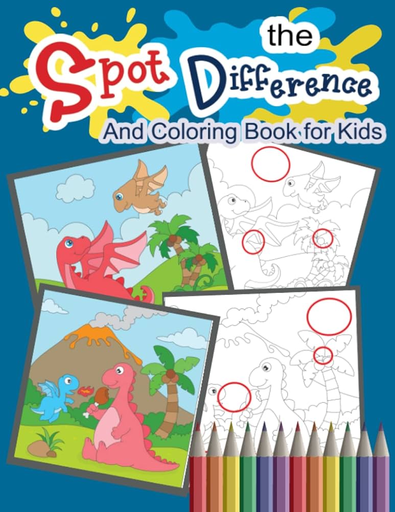 Spot the difference and coloring book for kids seek and find coloring page knight and dragon theme rainbow artie books