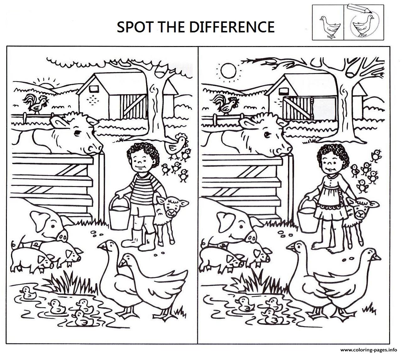 Spot the difference worksheets for kids coloring page printable