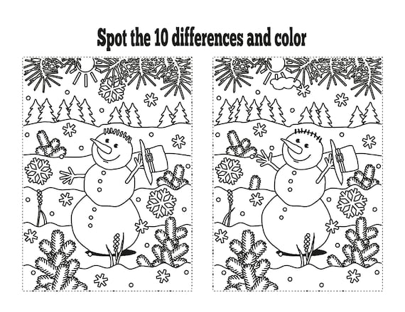 Spot the difference christmas themed activitycoloring book total images digital