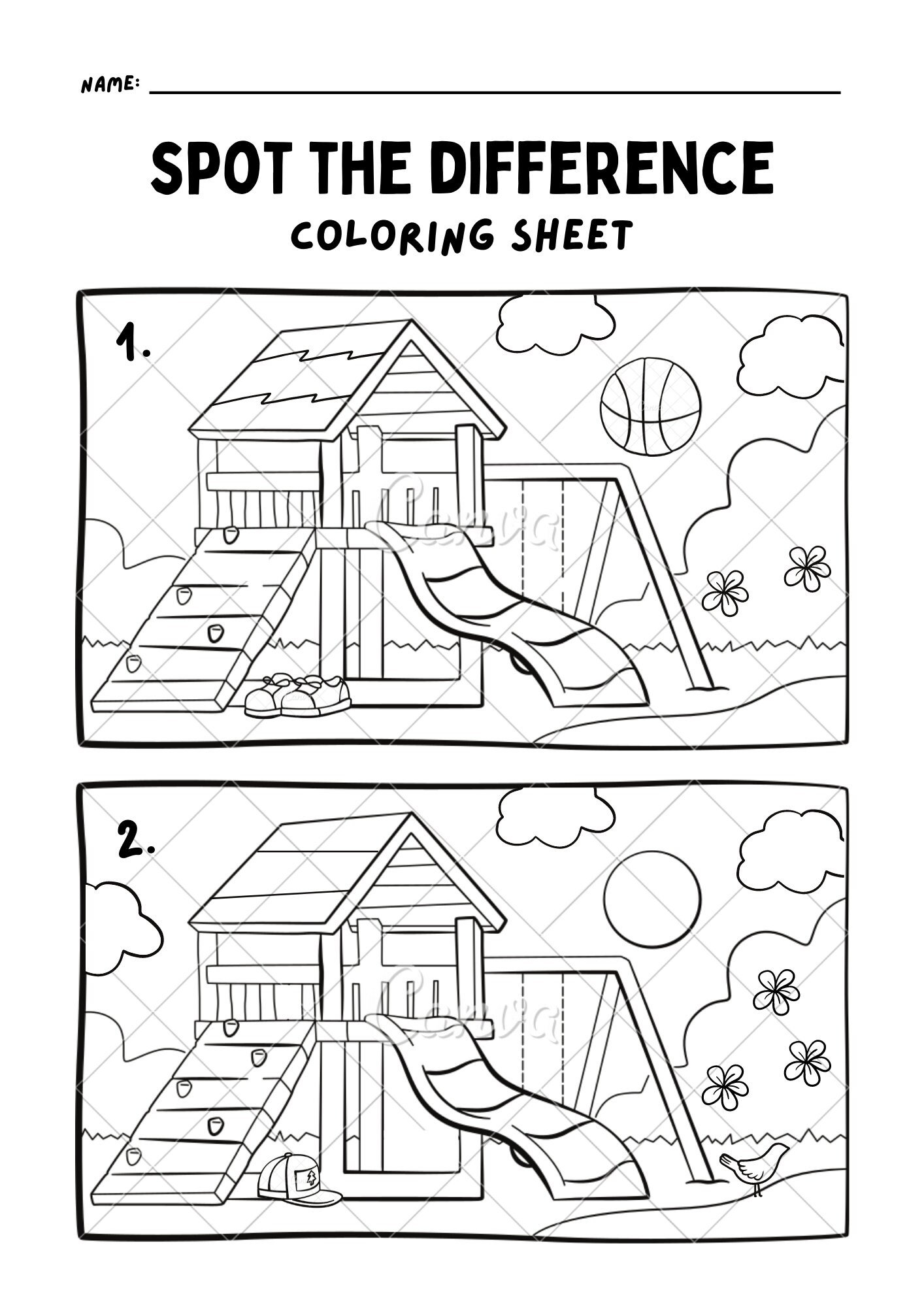 Spot the difference digital coloring sheet