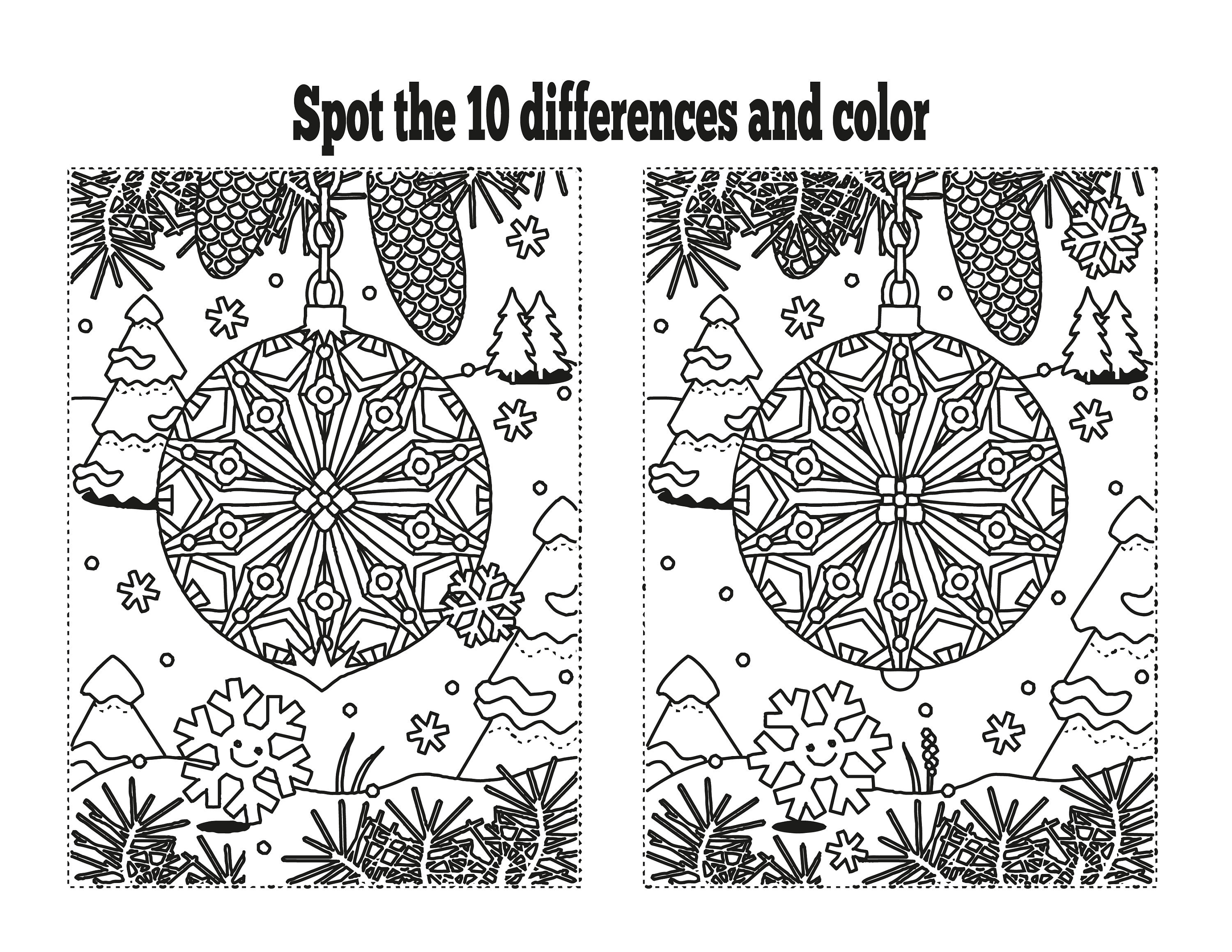 Spot the difference christmas themed activitycoloring book total images digital