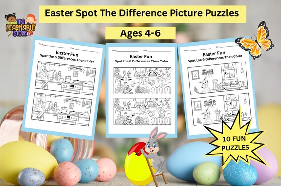 Easter spot the difference game for kids ages