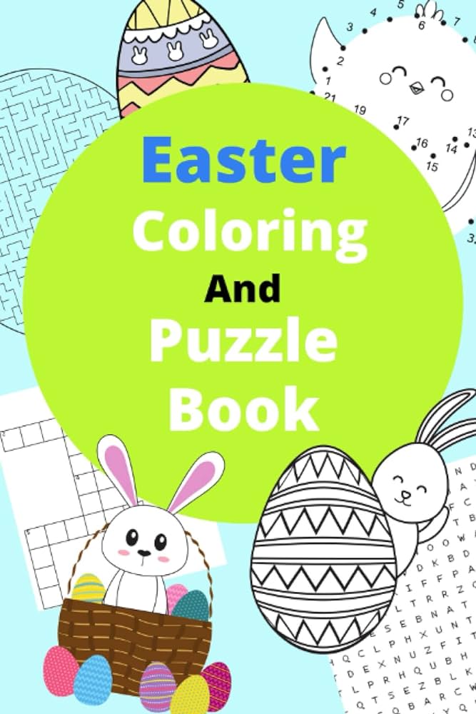 Easter coloring activity and puzzle book for kids includes mazes word search crossword seek and find spot the difference coloring pages and much more publishing sf books