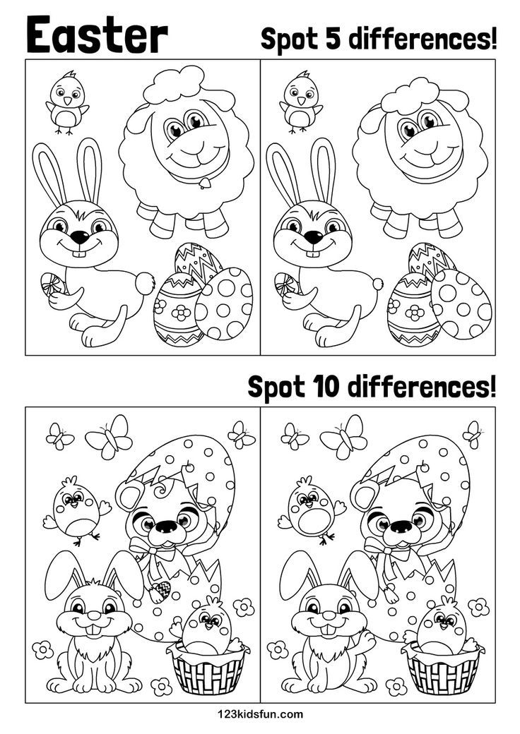 Free easter printables for kids spot the differences easter bunny easter eggs