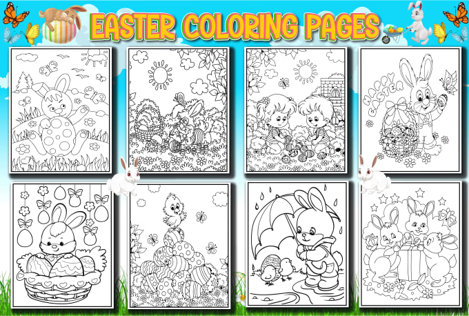 Provide easter kids and adult coloring pages for amazon kdp in hrs by rohanbhuyan