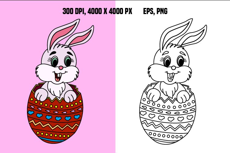 Funny easter bunny for coloring page