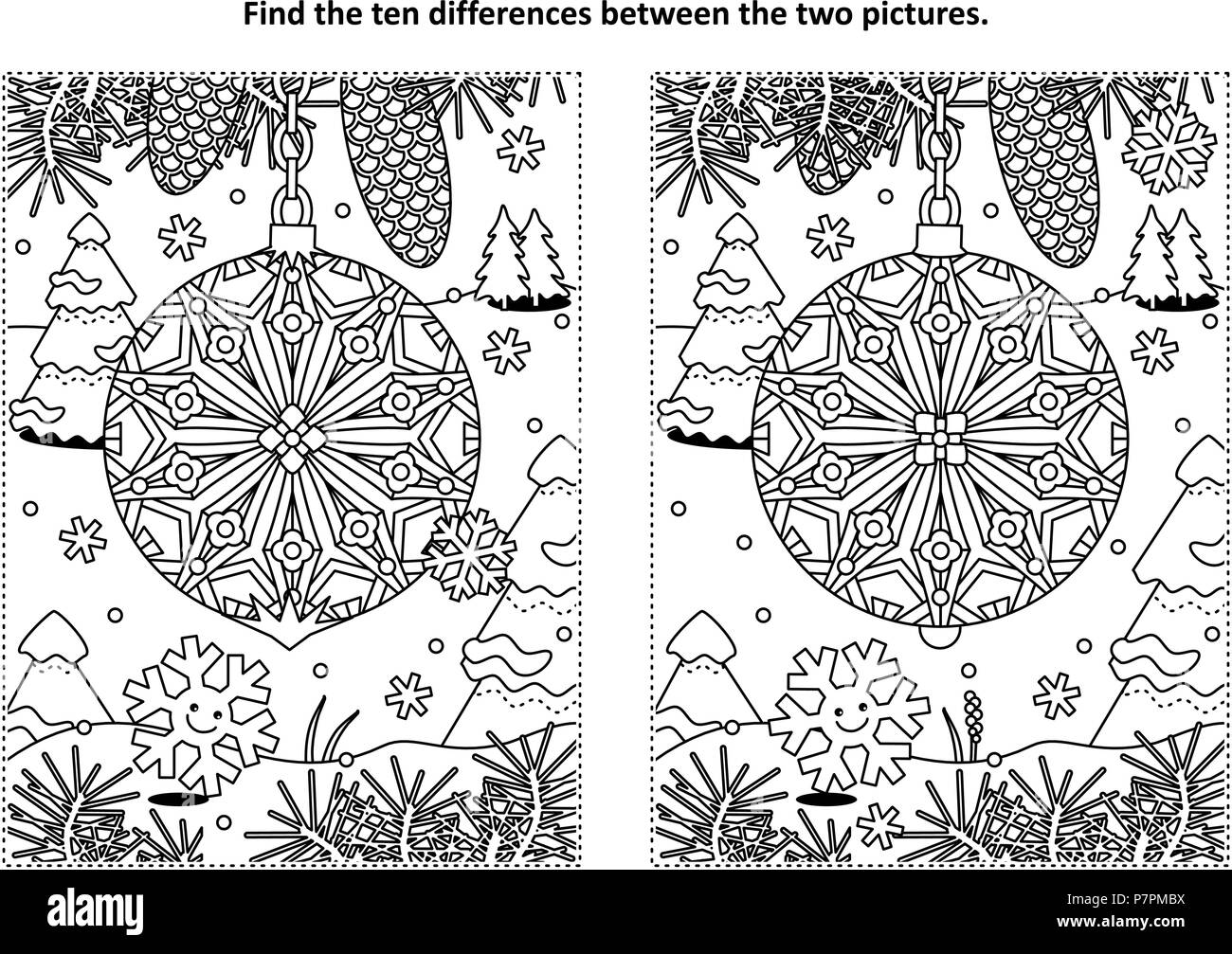 Spot the difference puzzle black and white stock photos images