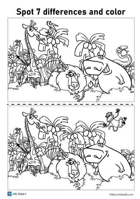 Free printable spot the difference coloring pages