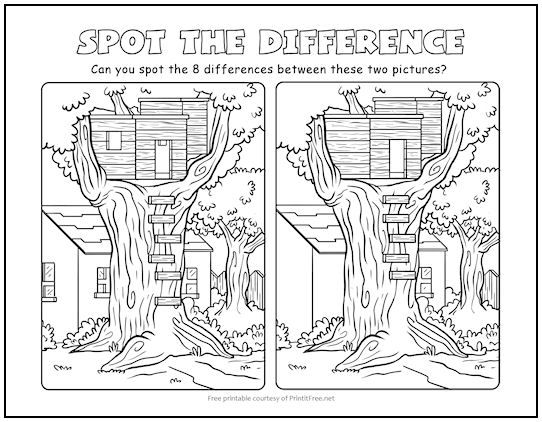 Treehouse spot the difference picture puzzle picture puzzles find the difference pictures spot the difference printable