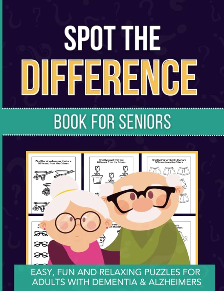 Spot the difference book for seniors easy and relaxing puzzles for elderly adults with dementia parkinsons and alzheimers publishing plush prints books