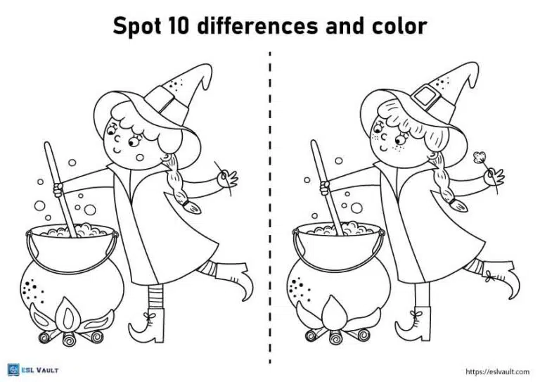 Free printable spot the difference coloring pages