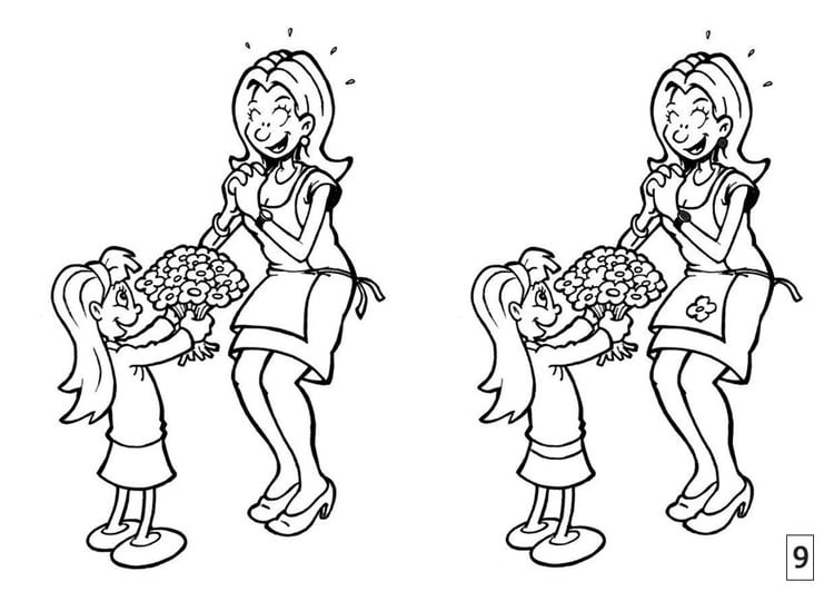 Coloring page spot the difference