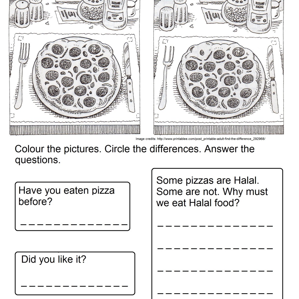 Spot the difference â islamic worksheets for children