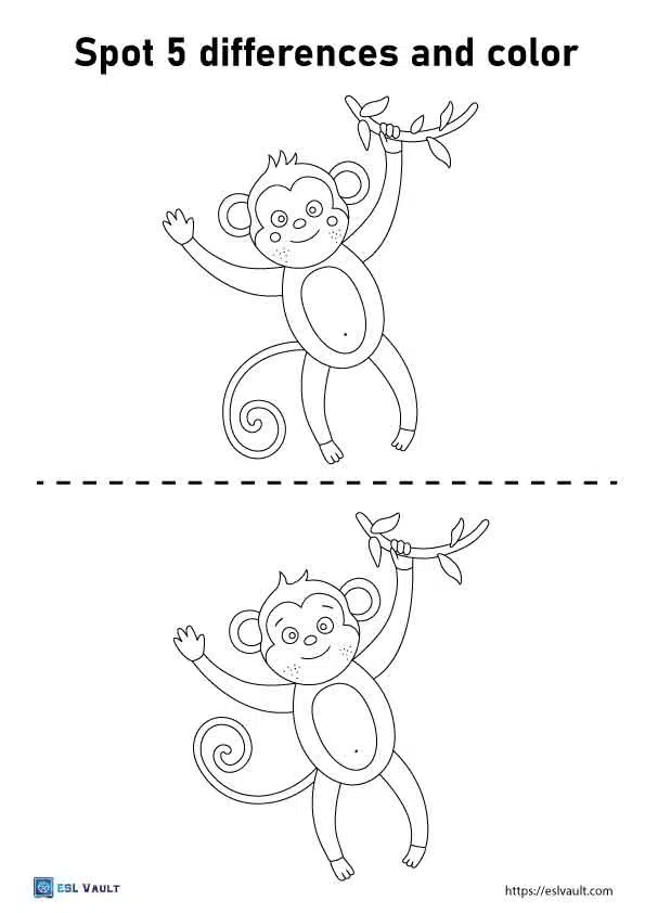 Free printable spot the difference coloring pages