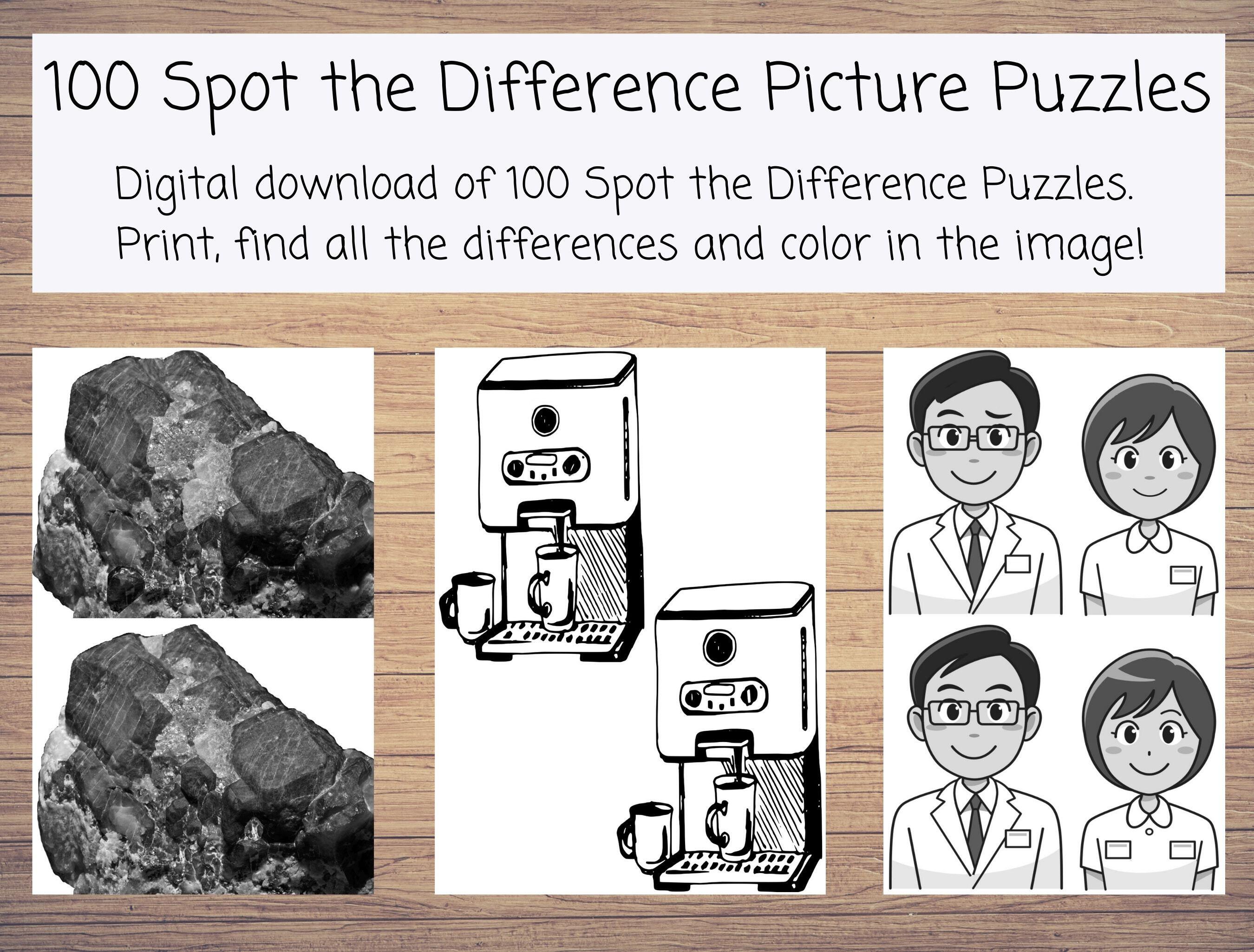 Products printable spot the difference picture puzzles activity book for adults and teens variety of images that range from easy to hard for hours of fun