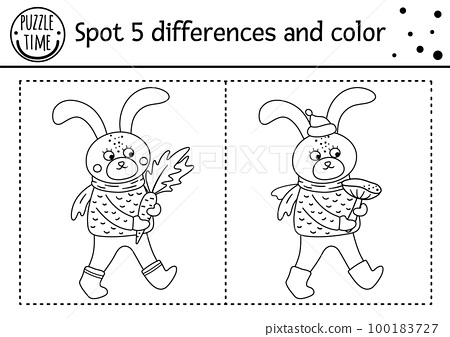 Autumn find differences game for children