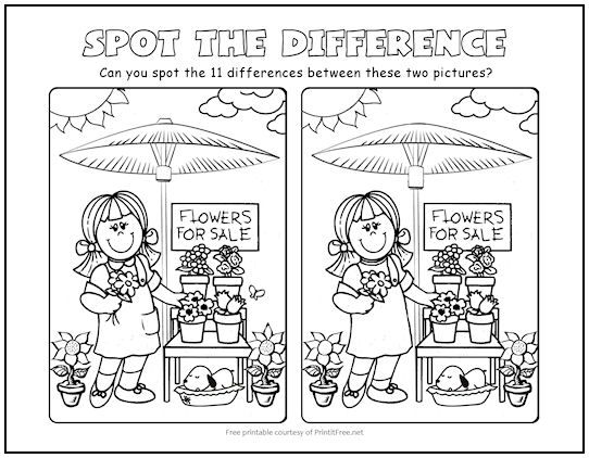 Flowers for sale spot the difference picture puzzle picture puzzles spot the difference printable spot the difference kids