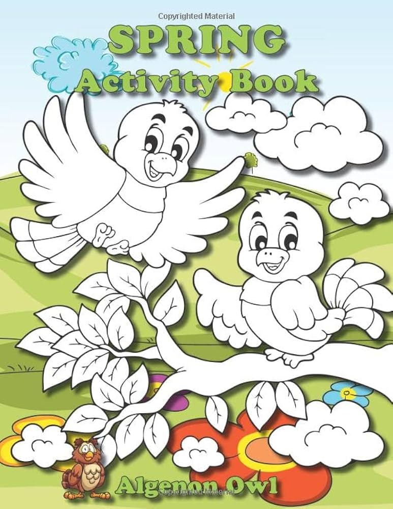 Spring activity book spring activity book containing mazes dot to dot coloring pages word puzzles spot the difference and more algenon owls fun activities owl algenon books