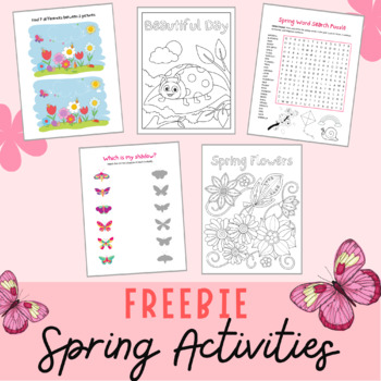 Freebie spring activities coloring pages word search spot the difference