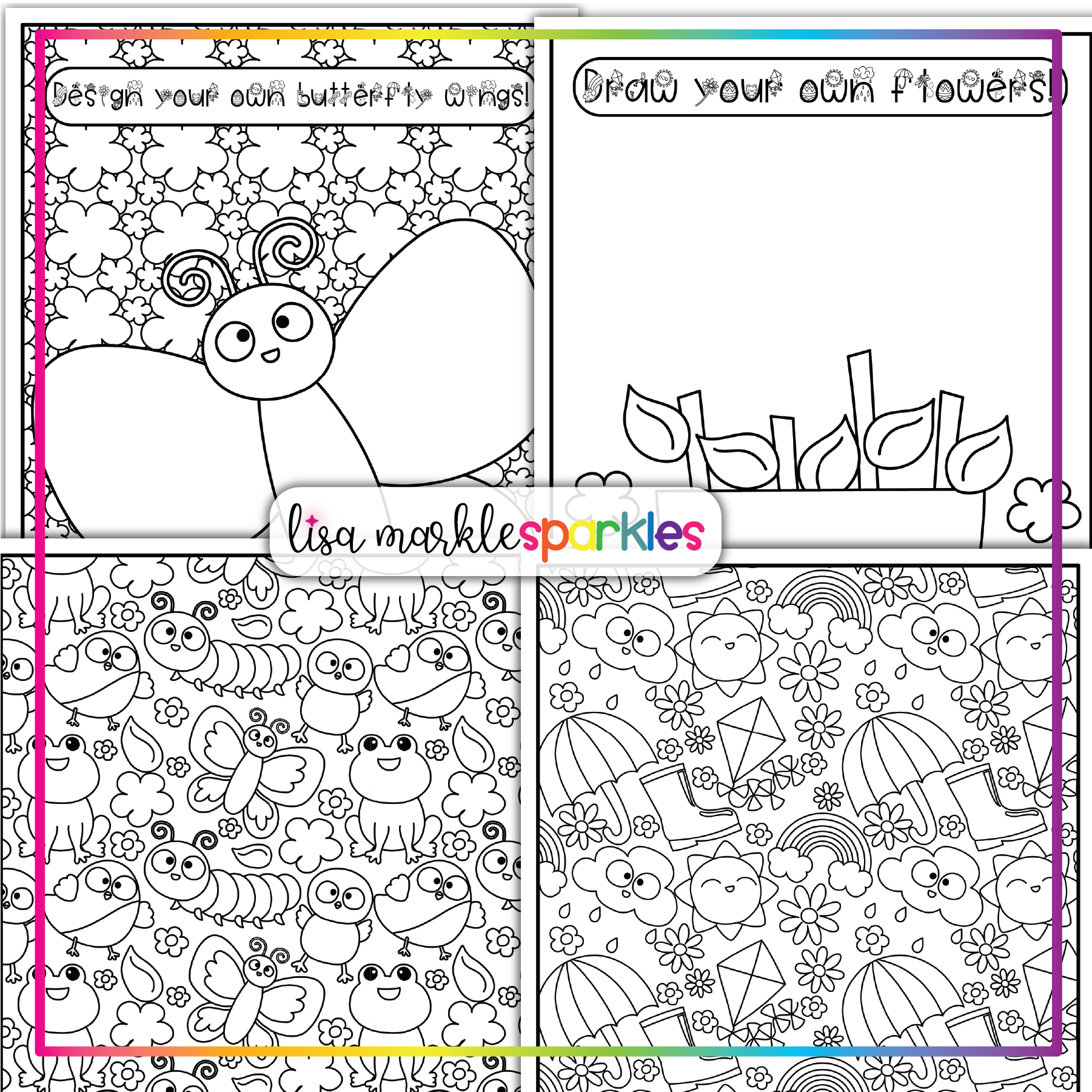 Spring coloring printable pages for kids and adults