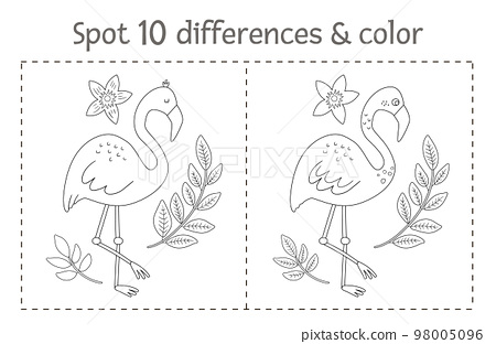 Tropical find differences and color game for