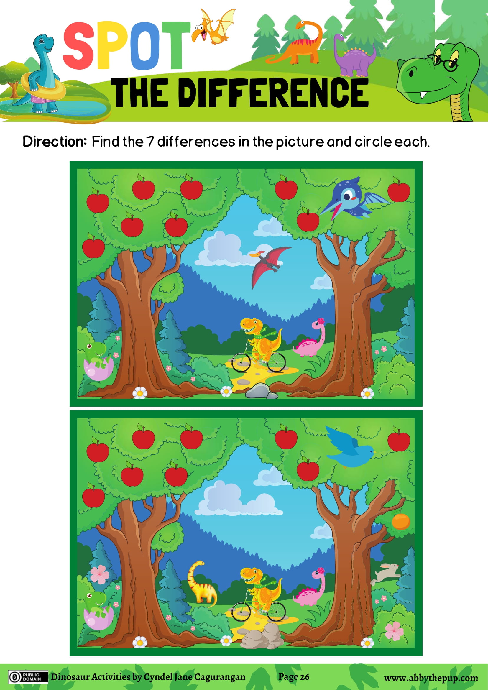 Find the differences in the picture and circle each free printable puzzle games