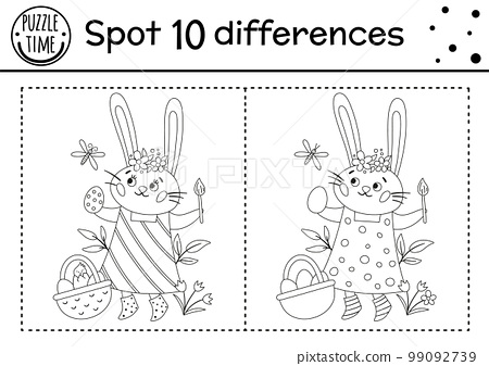 Easter find differences game for children