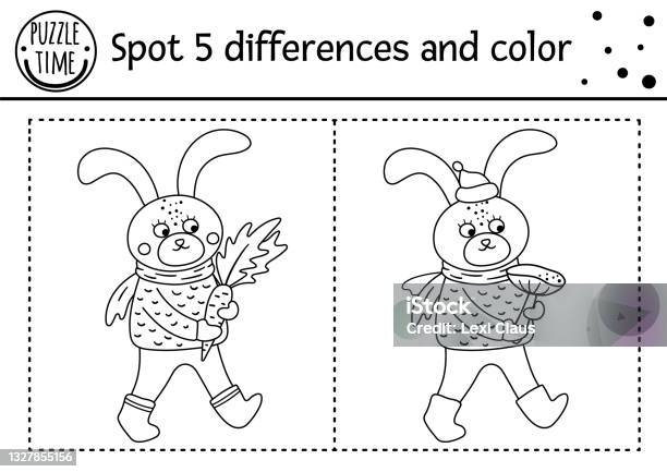 Halloween black and white find differences game for children autumn educational activity with funny vampire printable worksheet or coloring page with smiling character stock illustration