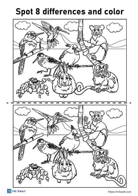 Free printable spot the difference coloring pages