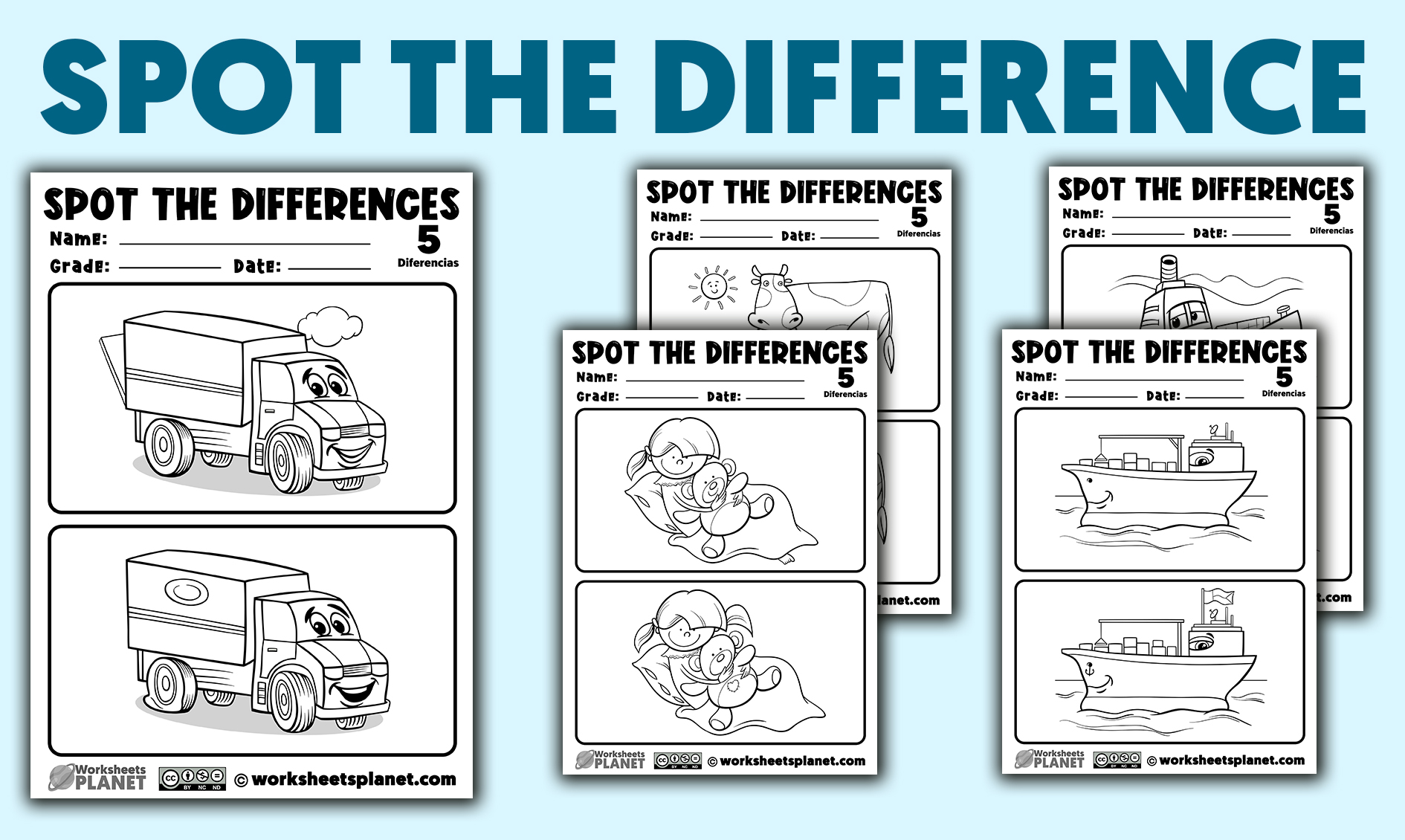 Spot the difference pictures for kids find the differences worksheets