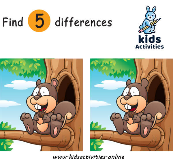 Spot differences between two pictures printable â kids activities