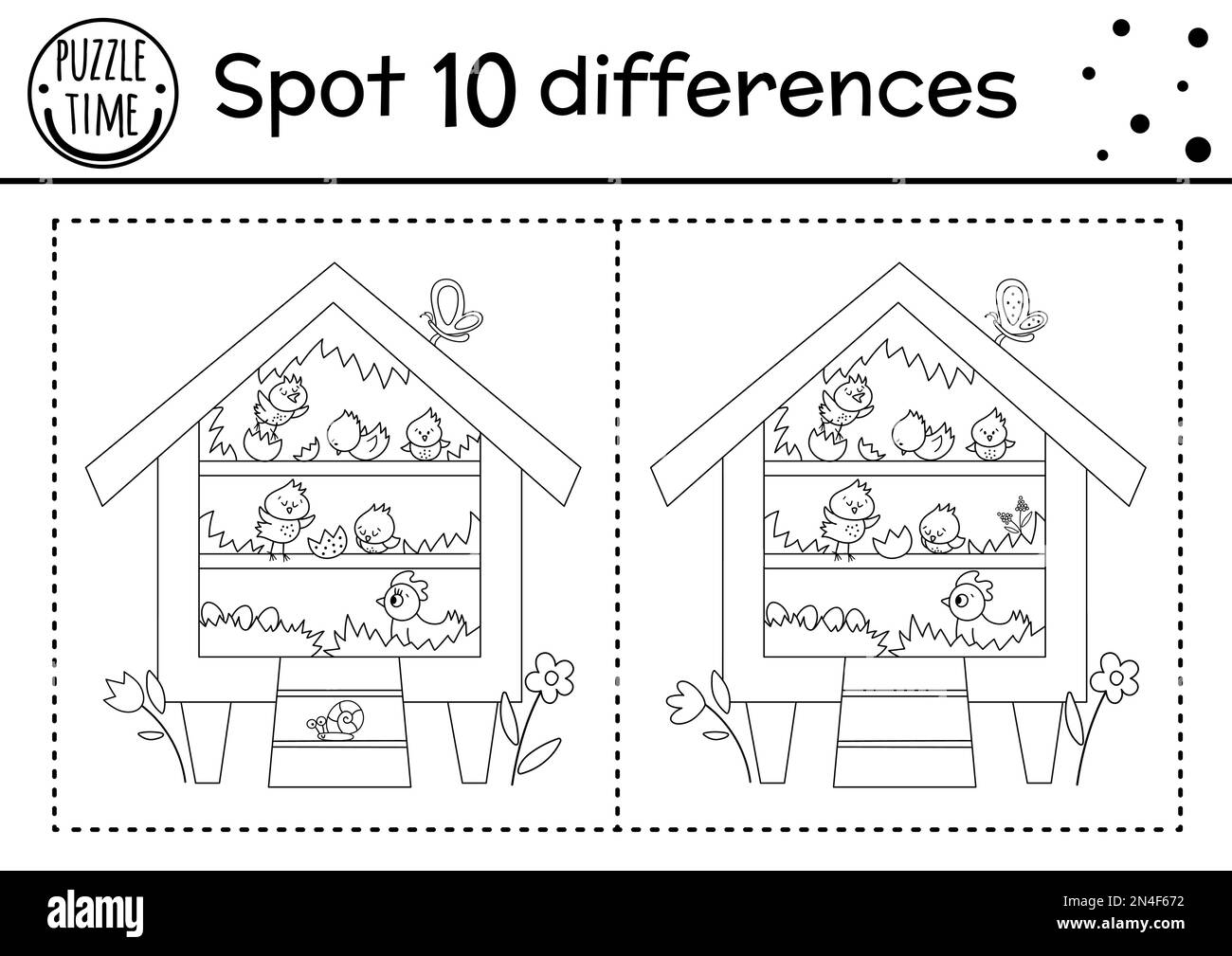 Spot the difference puzzle black and white stock photos images