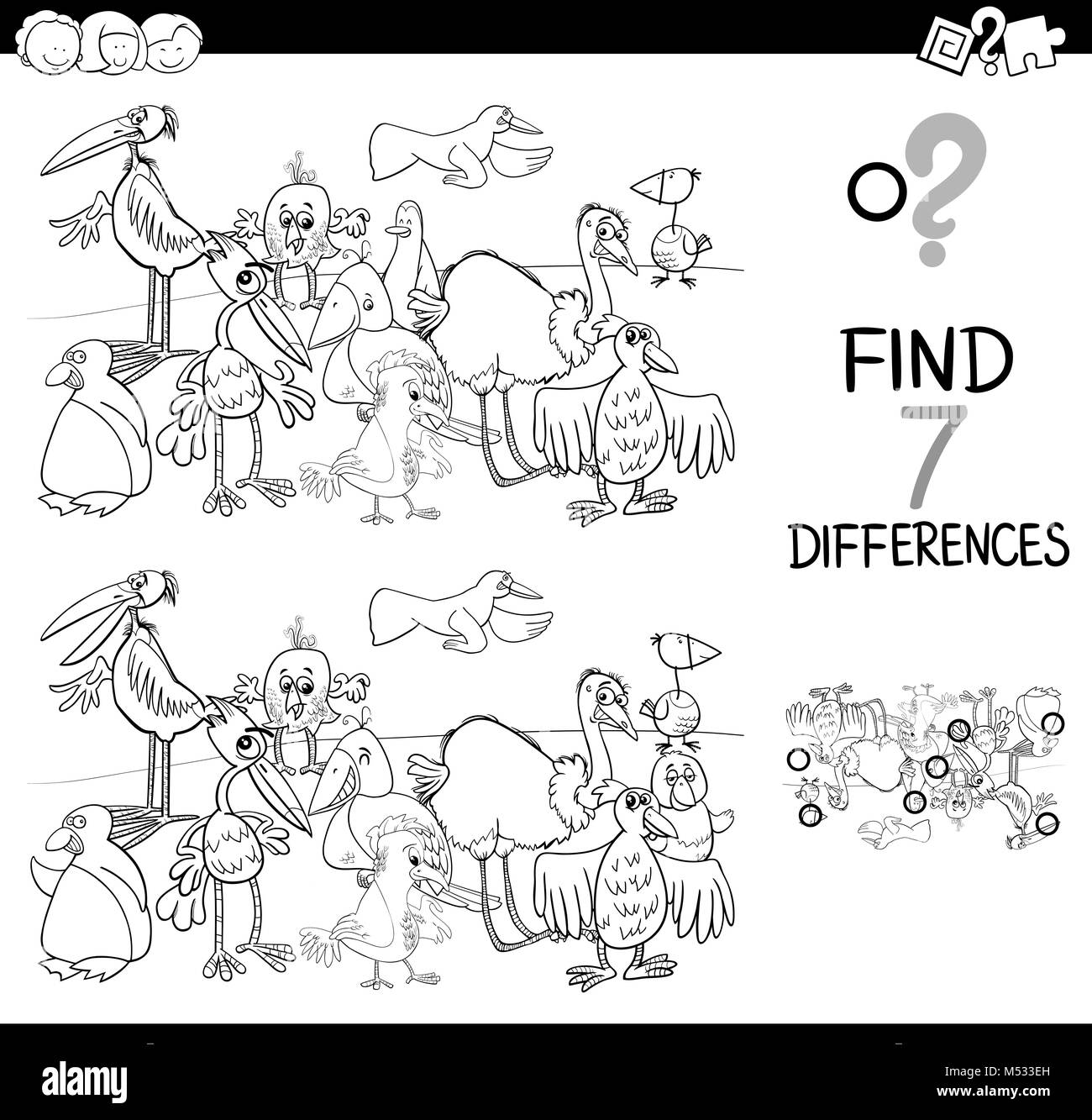 Spot the difference puzzle black and white stock photos images