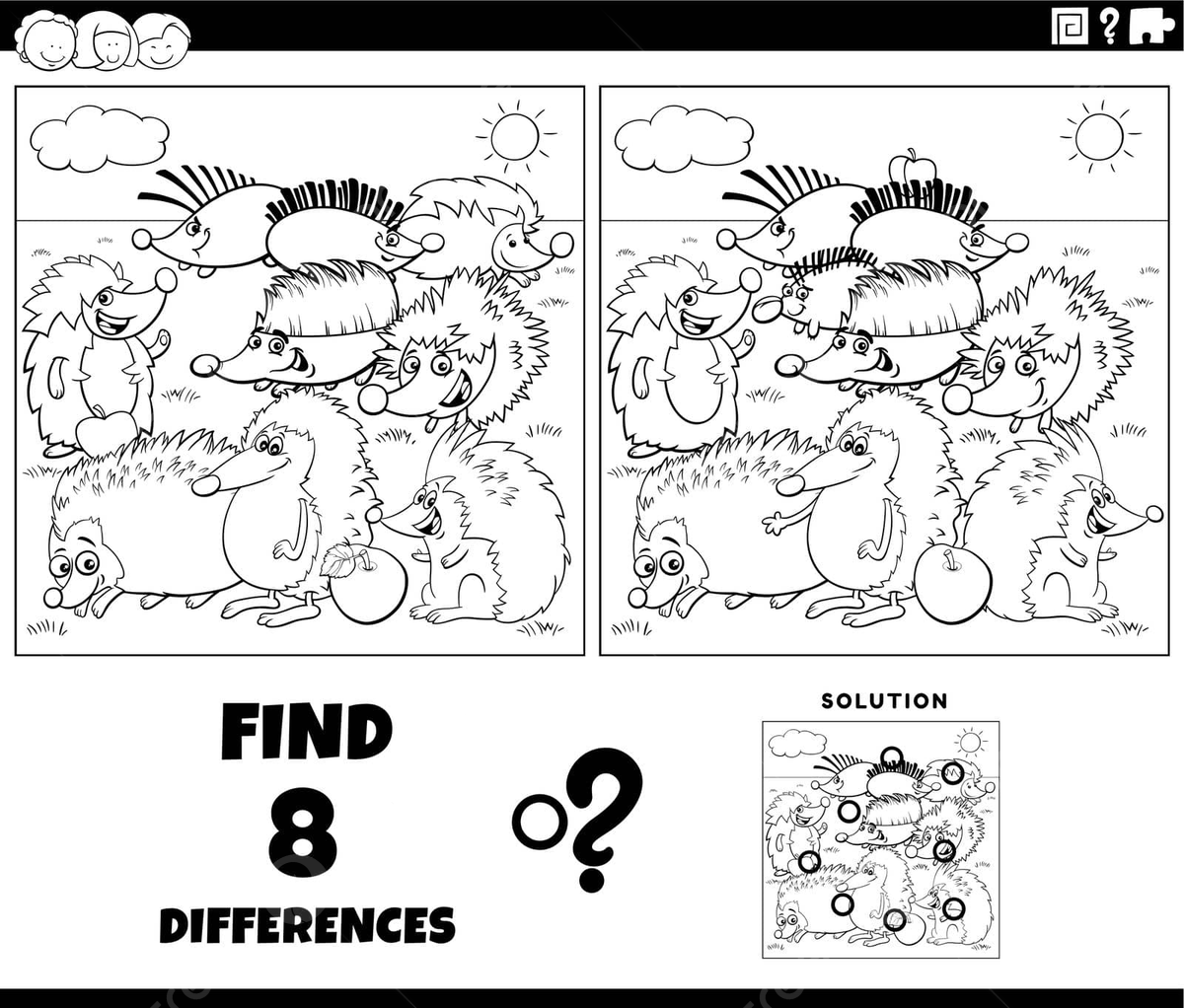 Differences game with cartoon hedgehogs coloring page animal worksheet funny vector car drawing cartoon drawing animal drawing png and vector with transparent background for free download