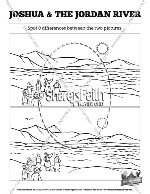 Joshua crossing the jordan river kids spot the difference â