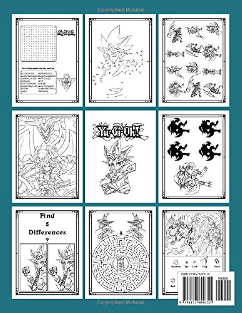 Yu gi oh activity book one of a kind word search find shadow maze hidden objects spot differences coloring dot to dot activities books for adult kid workbook and activity books