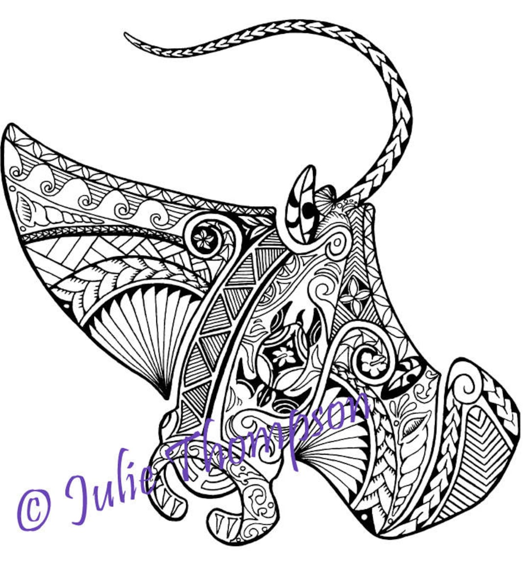 Tribal polynesian manta ray coloring page