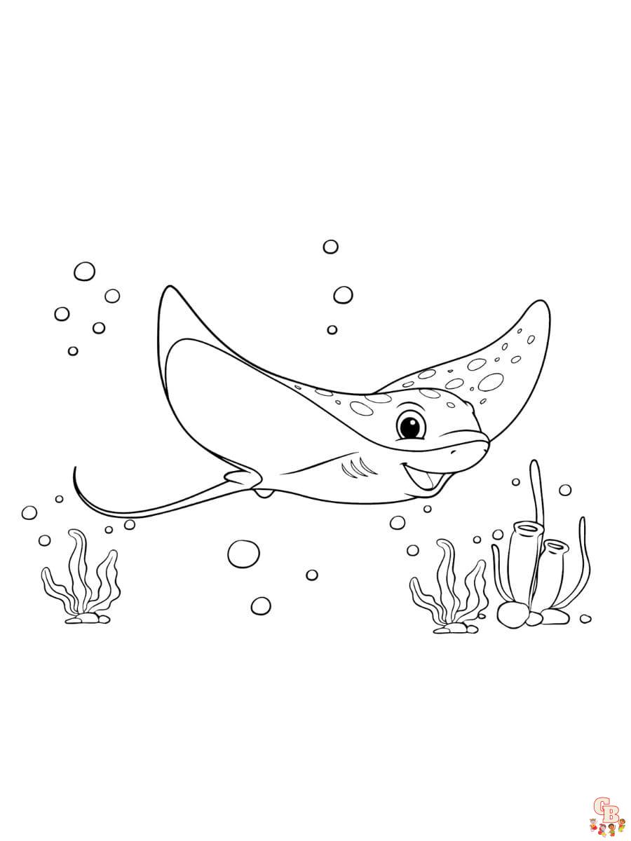 Printable stingrays coloring pages free for kids and adults