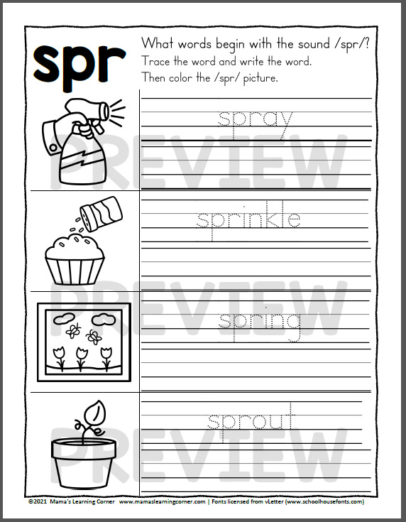 Blends writing practice worksheets