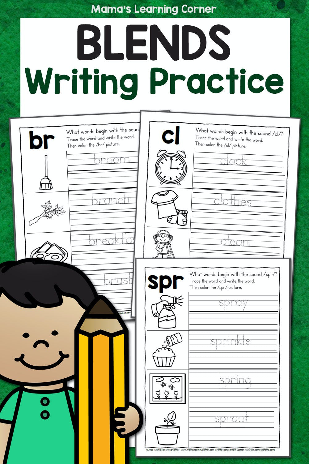 Blends writing practice worksheets