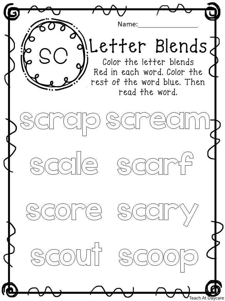 Blends color the word worksheets made by teachers