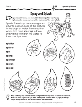 Spray and splash spr and spl blends printable skills sheets