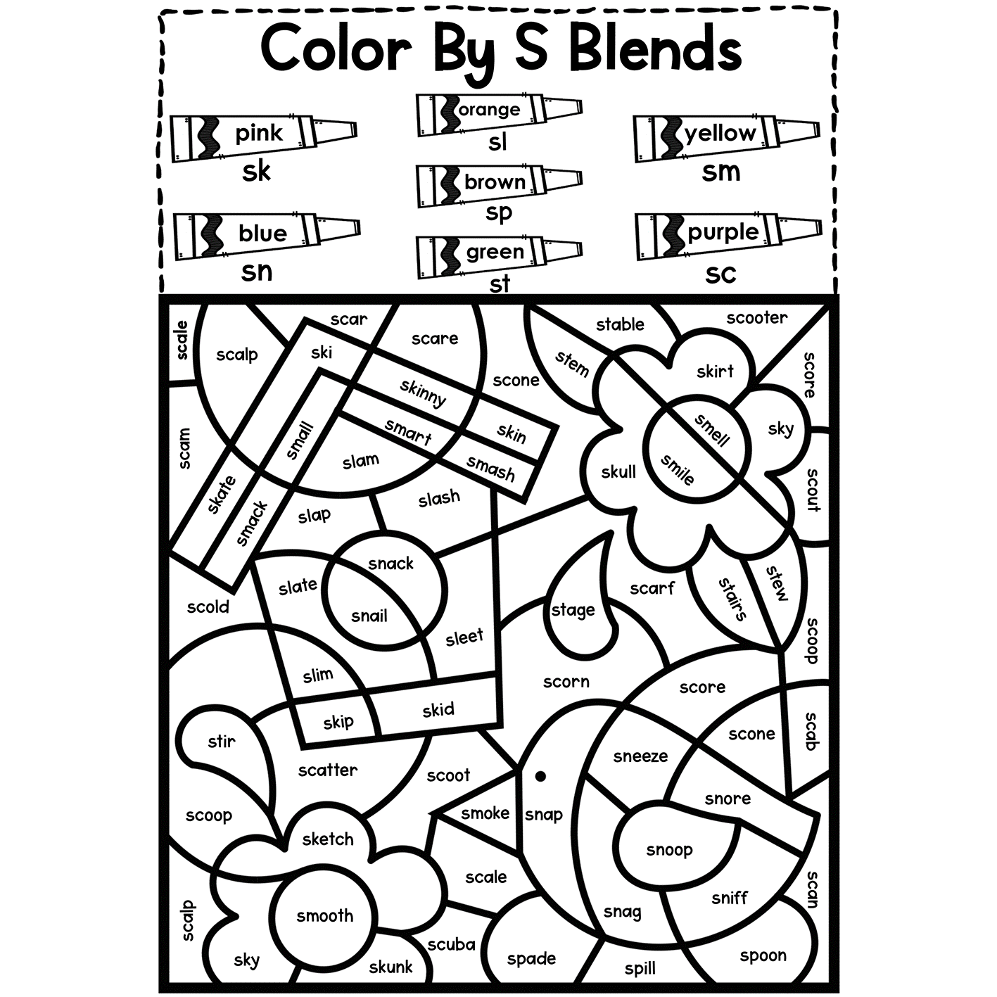 Spring activities color by s blends made by teachers