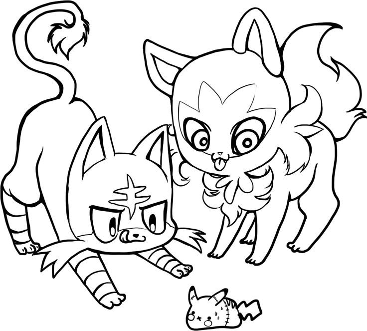 Pokemon cats sprigatito and litten coloring page pokemon coloring pages cartoon coloring pages coloring pages