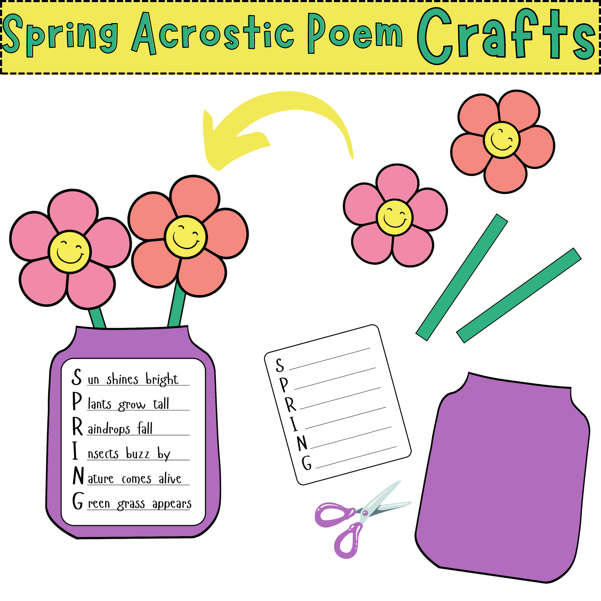 Spring flower craft acrostic poems spring poems writing activity made by teachers