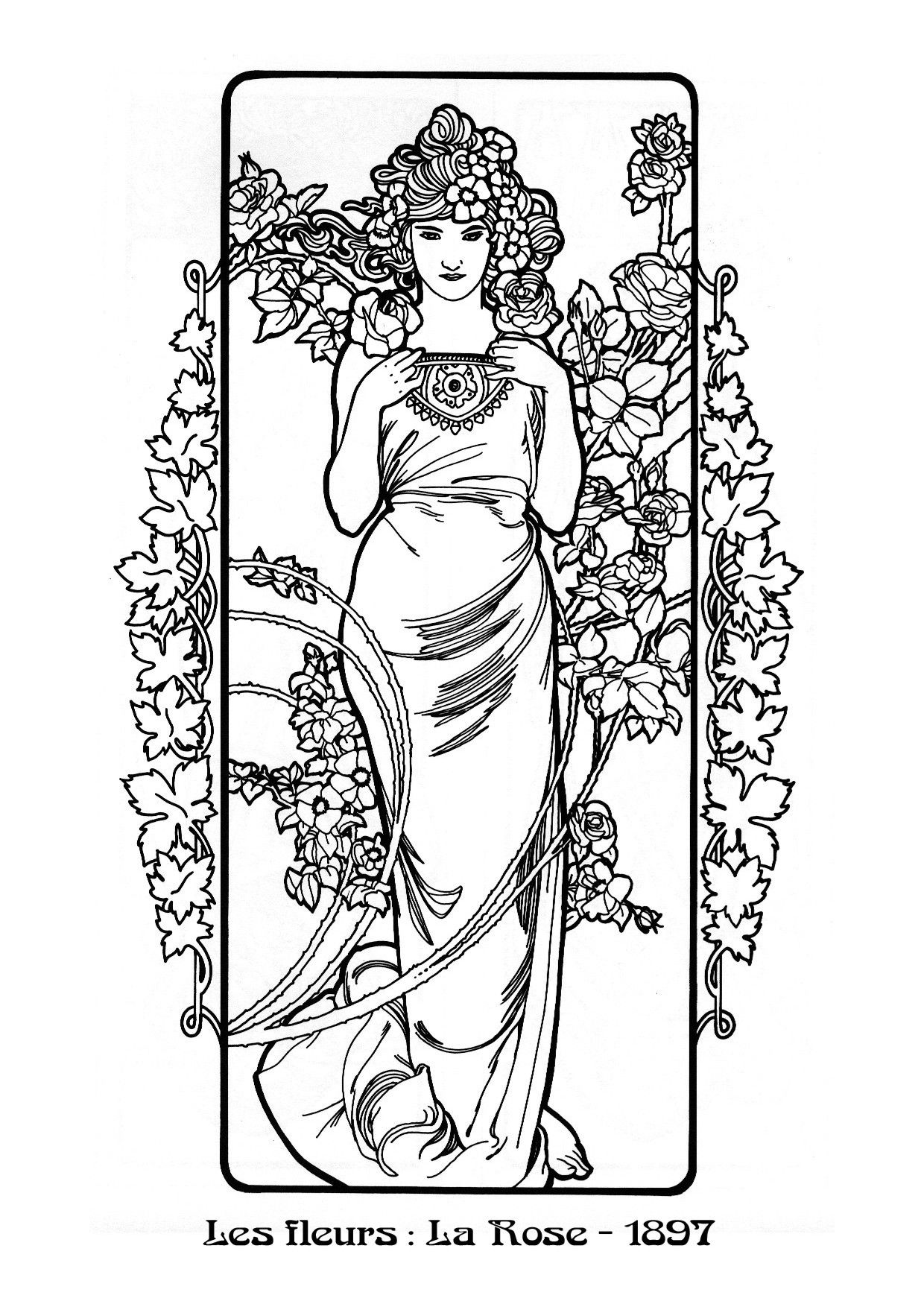 Alphonse mucha coloring page