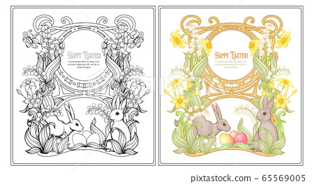 Happy easter coloring page for the adult